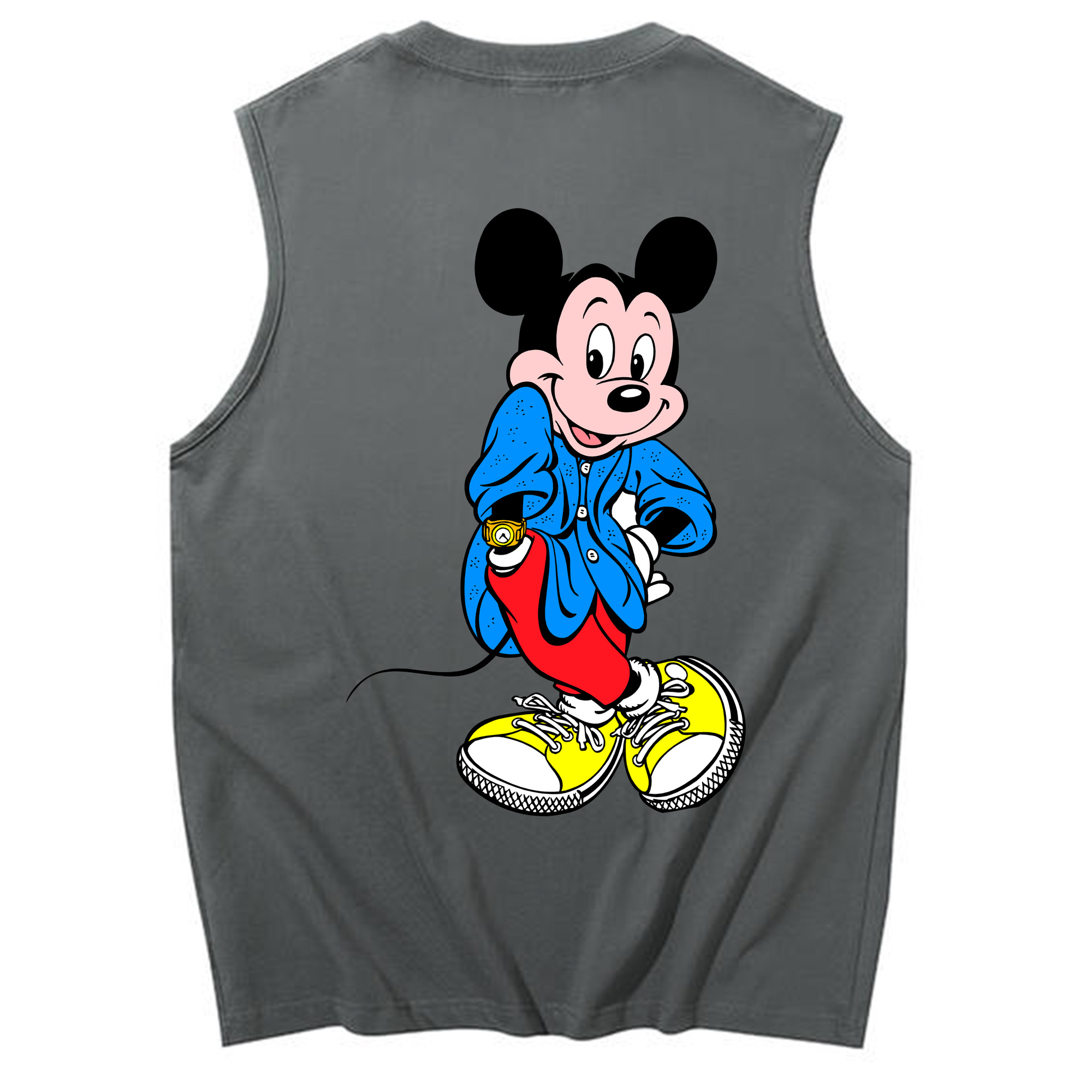ミッキーマウス Mickey Mouse コットン100％タンクトップ（背面プリント）